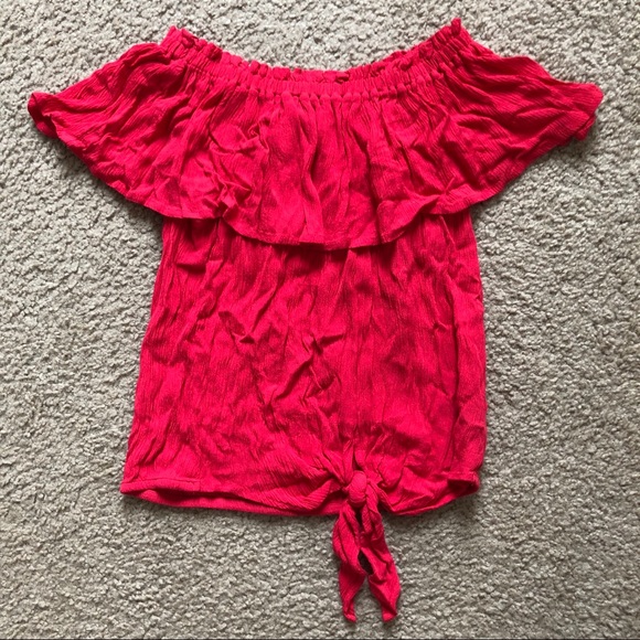 Express Off the Shoulder Tie Front Top - Size XS - Picture 2 of 3